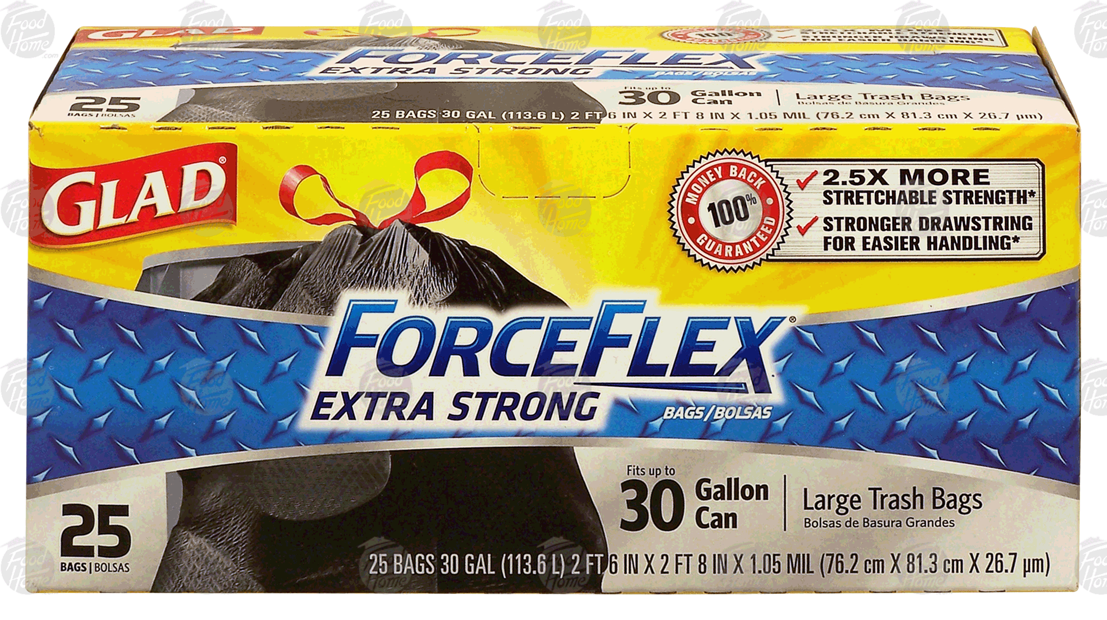 Glad Force Flex large trash bags, stretchable strength, 30 gallon size Full-Size Picture